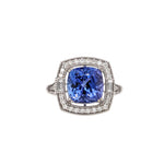 4ct Tanzanite Ring w Earth Mined Diamonds & Milgrain Detail in Solid 14K Gold
