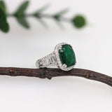 5.6ct Emerald Ring w Round & Baguette Diamond Accents