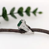 5.6ct Emerald Ring w Round & Baguette Diamond Accents