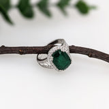 5.6ct Emerald Ring w Round & Baguette Diamond Accents