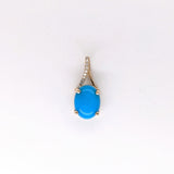 Oval Cabochon Pendant Semi Mount w Earth Mined Diamonds in Solid 14K Gold
