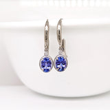 Tanzanite Lever Back Drop Earrings w Earth Mined Diamonds in Solid 14K Gold