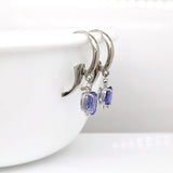 Tanzanite Lever Back Drop Earrings w Earth Mined Diamonds in Solid 14K Gold