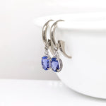 Tanzanite Lever Back Drop Earrings w Earth Mined Diamonds in Solid 14K Gold