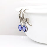 Tanzanite Lever Back Drop Earrings w Earth Mined Diamonds in Solid 14K Gold