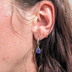 Tanzanite Lever Back Drop Earrings w Earth Mined Diamonds in Solid 14K Gold