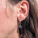 Tanzanite Lever Back Drop Earrings w Earth Mined Diamonds in Solid 14K Gold