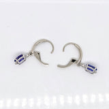 Tanzanite Lever Back Drop Earrings w Earth Mined Diamonds in Solid 14K Gold