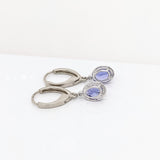 Tanzanite Lever Back Drop Earrings w Earth Mined Diamonds in Solid 14K Gold