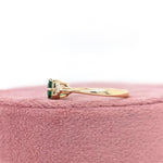East West Emerald Ring w Earth Mined Diamonds in Solid 14K Gold | EM 7x5mm