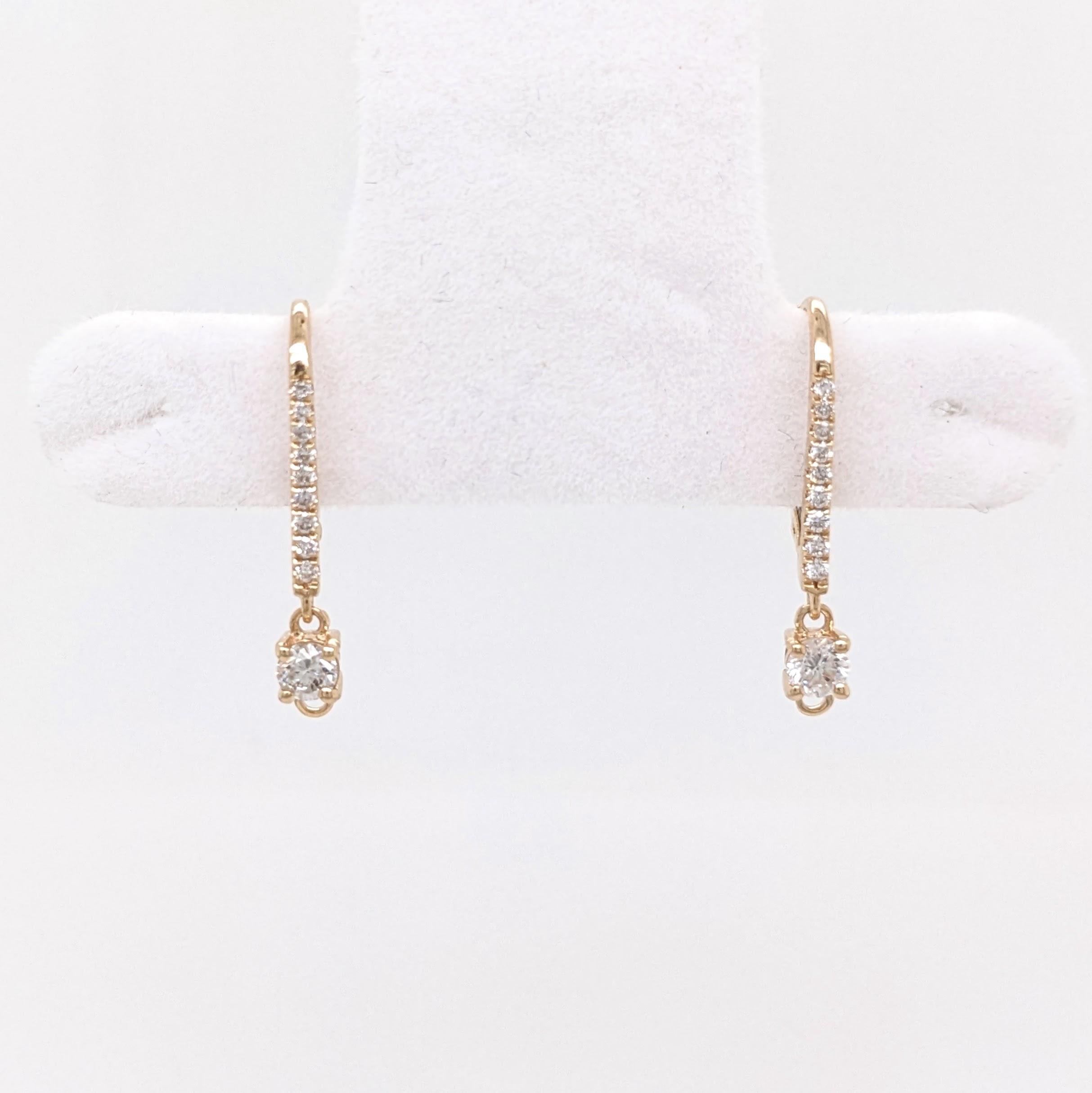 Diamond Leverback Earrings in Solid 14K Gold | Earth Mined Diamonds
