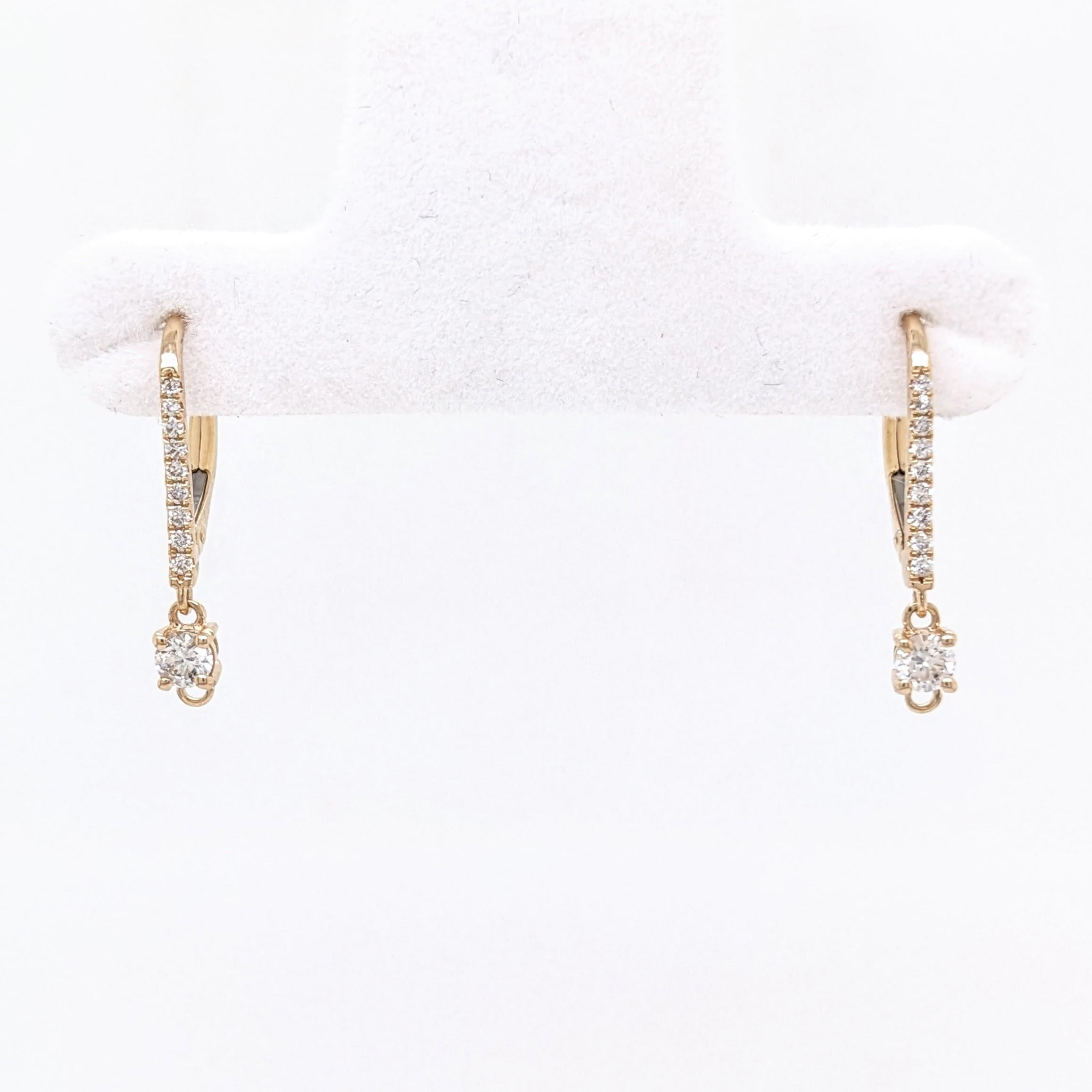 Diamond Leverback Earrings in Solid 14K Gold | Earth Mined Diamonds