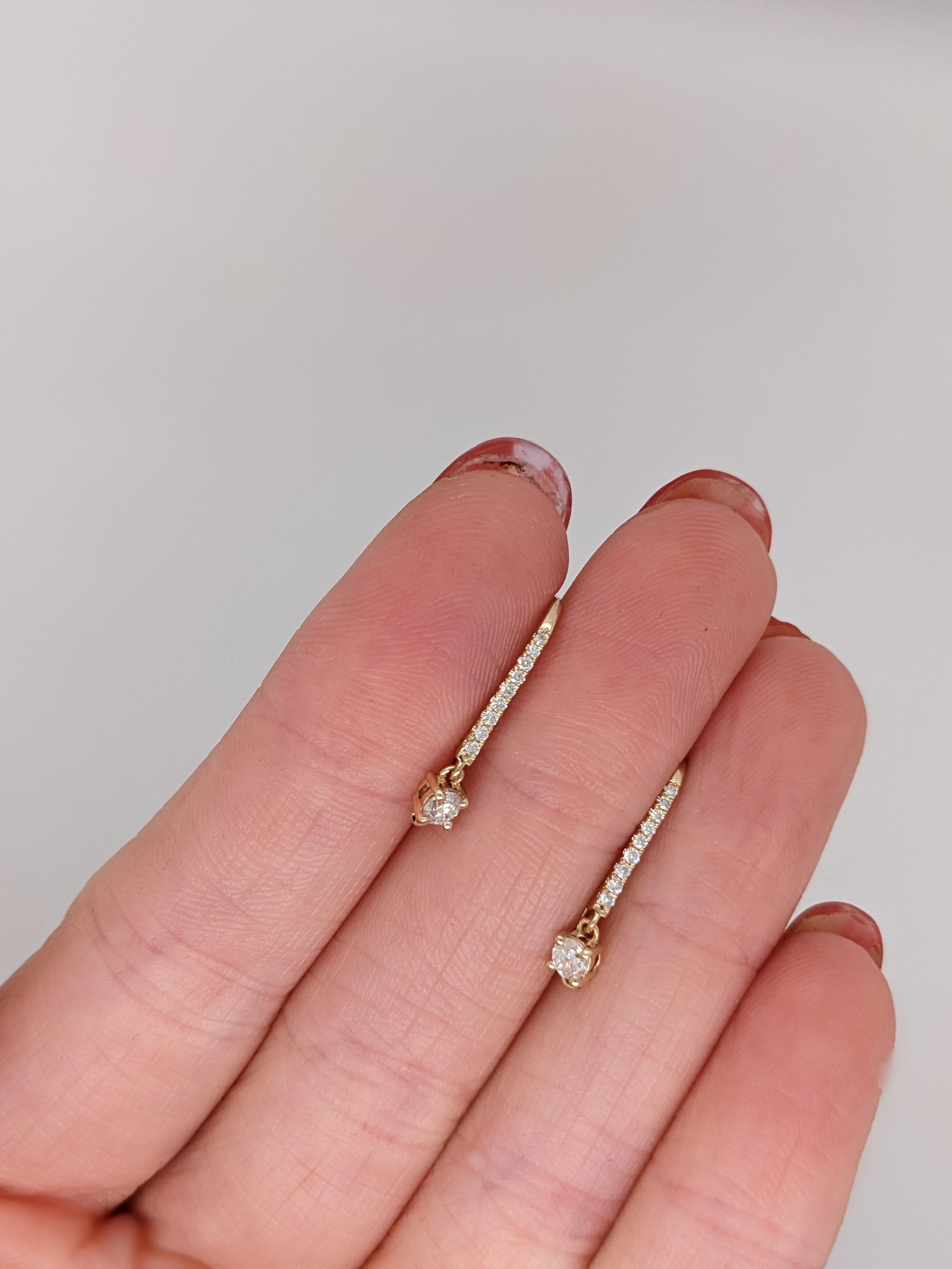 Diamond Leverback Earrings in Solid 14K Gold | Earth Mined Diamonds