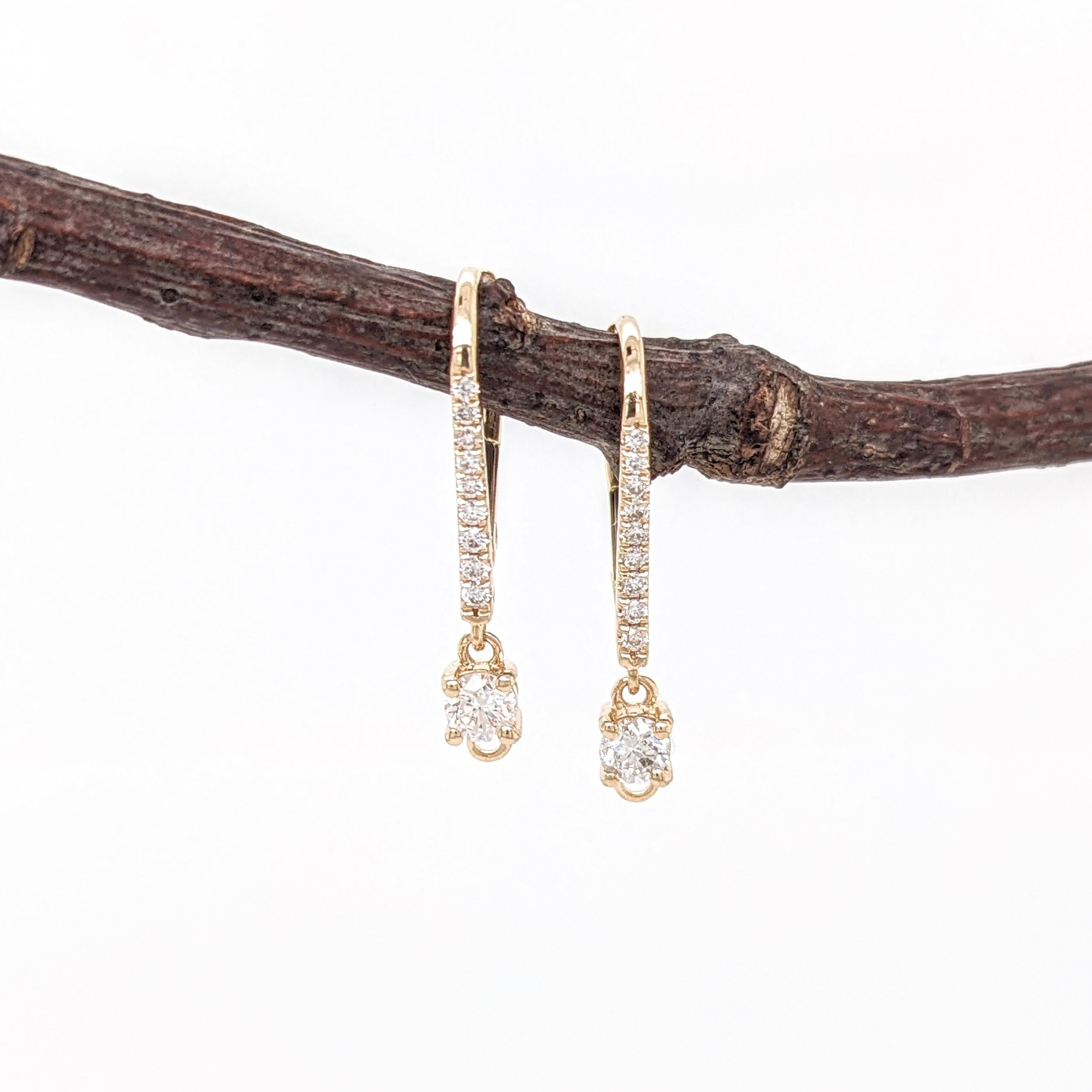 Diamond Leverback Earrings in Solid 14K Gold | Earth Mined Diamonds
