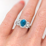 4.1ct Blue Zircon Ring w Diamond Accents