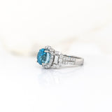 4.1ct Blue Zircon Ring w Diamond Accents
