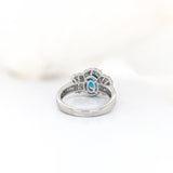 4.1ct Blue Zircon Ring w Diamond Accents