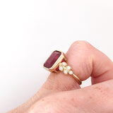 5.5ct Red Ruby Ring w Earth Mined Diamonds in Solid 14K Gold | Emerald Cut 10x8mm