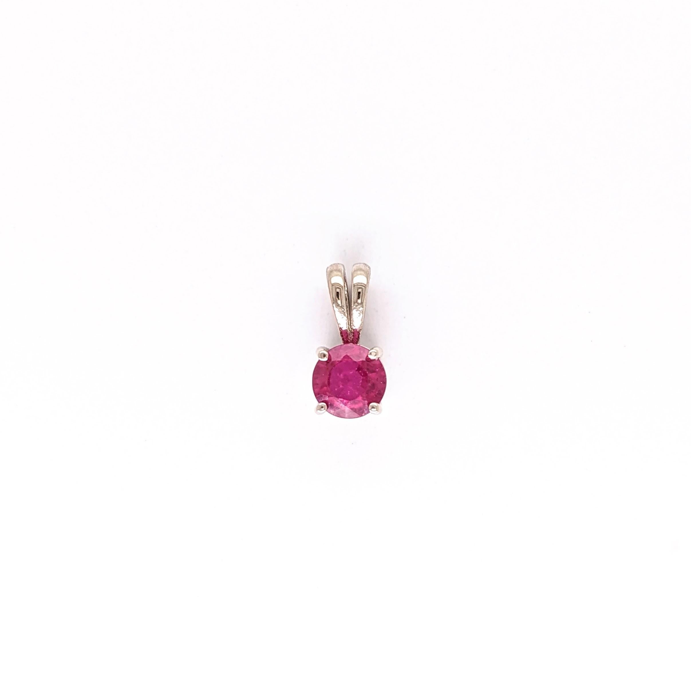 Red Ruby Pendant in Solid 14K Gold | Round 5mm | Solitaire Pendant