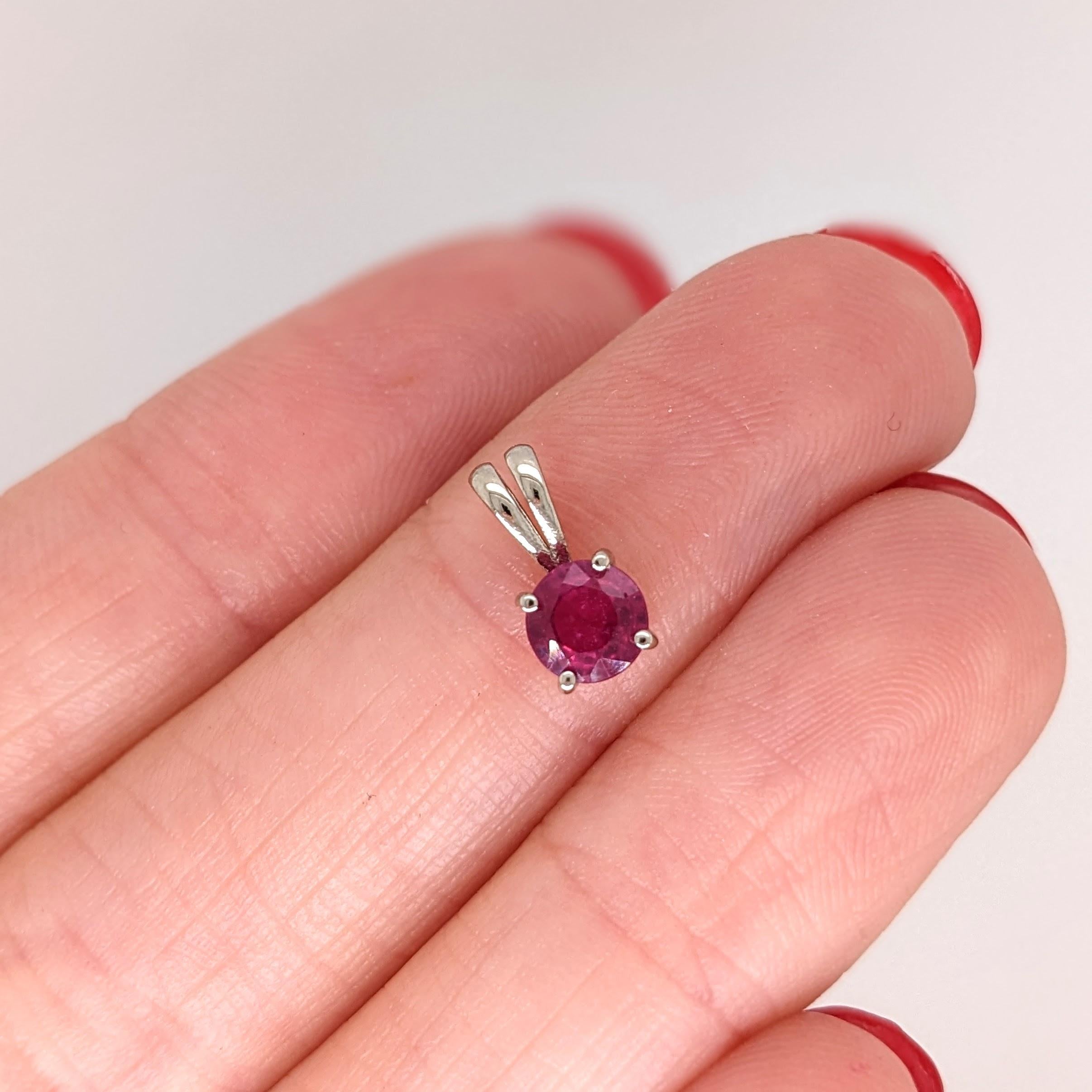 Red Ruby Pendant in Solid 14K Gold | Round 5mm | Solitaire Pendant