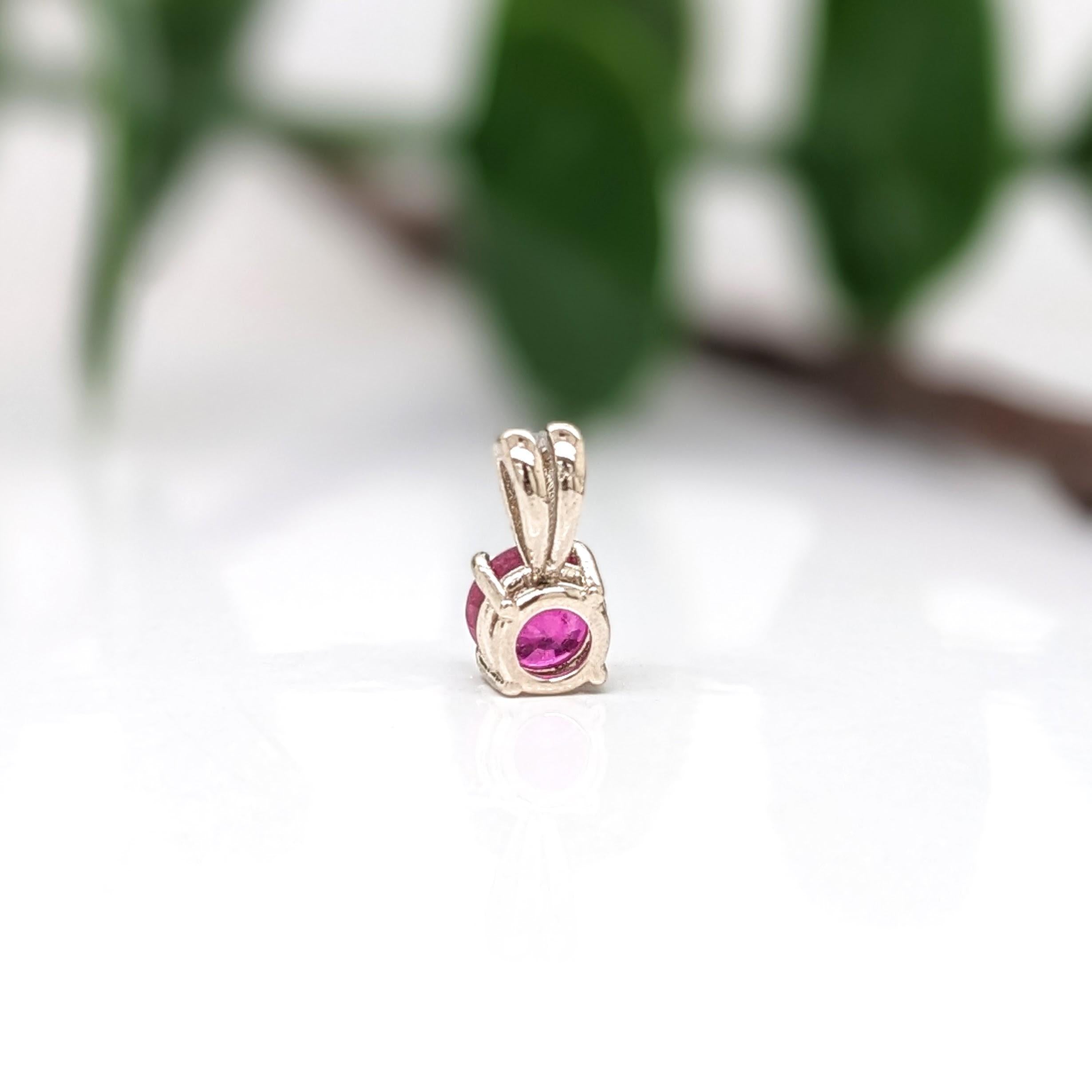 Red Ruby Pendant in Solid 14K Gold | Round 5mm | Solitaire Pendant