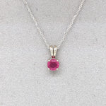 Red Ruby Pendant in Solid 14K Gold | Round 5mm | Solitaire Pendant