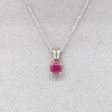 Red Ruby Pendant in Solid 14K Gold | Round 5mm | Solitaire Pendant