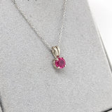 Red Ruby Pendant in Solid 14K Gold | Round 5mm | Solitaire Pendant
