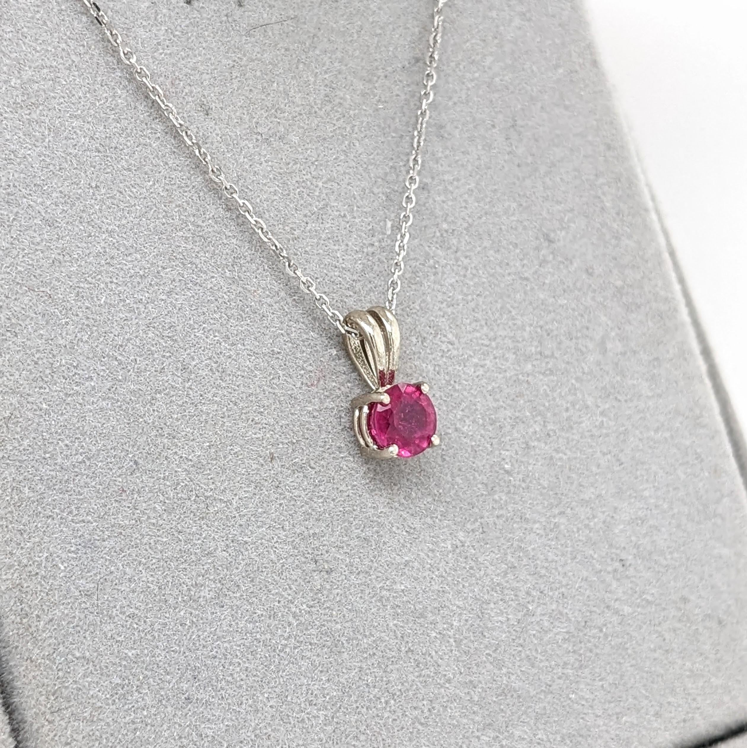 Red Ruby Pendant in Solid 14K Gold | Round 5mm | Solitaire Pendant