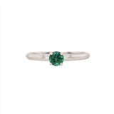 Solitaire Emerald Ring in Solid 14K Gold | Round 4mm | May Birthstone
