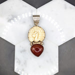 Natural Bone and Carnelian Pendant in Solid Vermeil | Bezel Setting