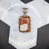 Natural Marble Pendant in Solid Vermeil | Bezel Setting | Cabochon Cut