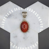Natural Carnelian Pendant in Solid Vermeil | Cabochon Cut | Oval Shape
