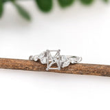 Ring Semi Mount w Earth Mined Diamonds in Solid 14K Gold | Emerald cut 7x4.5mm