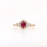 Red Ruby Ring w Earth Mined Diamonds in Solid 14K Yellow Gold | Oval 5.5x4mm