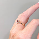 Red Ruby Ring w Earth Mined Diamonds in Solid 14K Yellow Gold | Oval 5.5x4mm