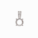 Pendant Semi Mount w Earth Mined Diamonds in Solid 14K Gold | Round 8.3mm