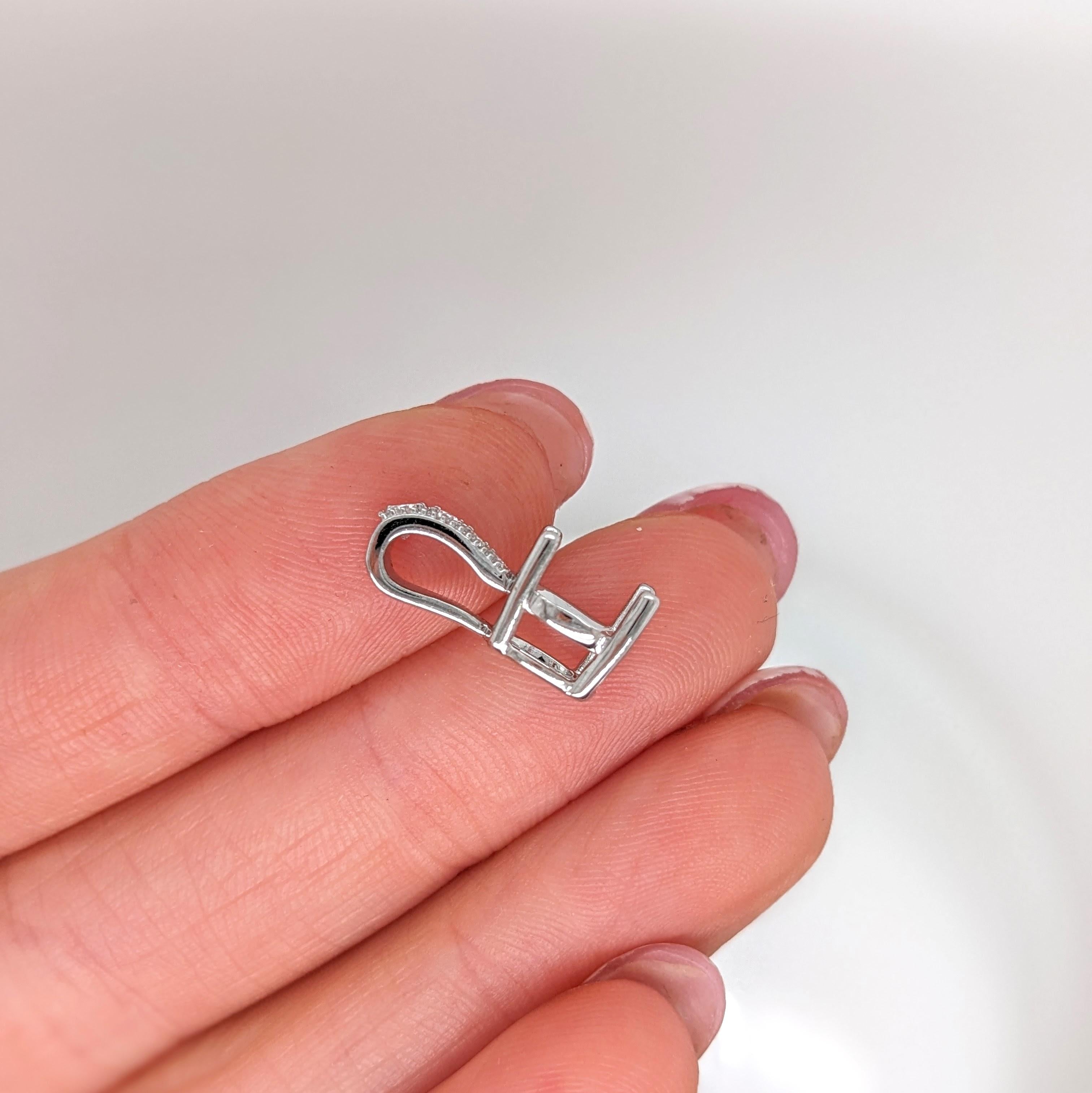 Pendant Semi Mount w Earth Mined Diamonds in Solid 14K Gold | Round 8.3mm