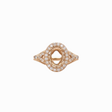 Ring Semi Mount w Earth Mined Diamonds in Solid 14K Gold | Oval