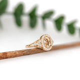 Ring Semi Mount w Earth Mined Diamonds in Solid 14K Gold | Oval 8x6mm