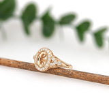 Ring Semi Mount w Earth Mined Diamonds in Solid 14K Gold | Oval 8x6mm