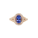 1.5ct Tanzanite Ring w Earth Mined Diamonds in Solid 14K Yellow Gold | Oval 8x6mm