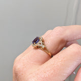1.5ct Tanzanite Ring w Earth Mined Diamonds in Solid 14K Yellow Gold | Oval 8x6mm