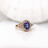 1.5ct Tanzanite Ring w Earth Mined Diamonds in Solid 14K Yellow Gold | Oval 8x6mm