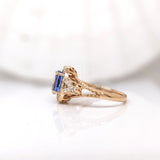 1.5ct Tanzanite Ring w Earth Mined Diamonds in Solid 14K Yellow Gold | Oval 8x6mm