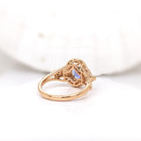 1.5ct Tanzanite Ring w Earth Mined Diamonds in Solid 14K Yellow Gold | Oval 8x6mm