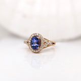 1.5ct Tanzanite Ring w Earth Mined Diamonds in Solid 14K Yellow Gold | Oval 8x6mm