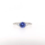 1ct Tanzanite Ring w Earth Mined Diamonds in Solid 14K Gold | Round 6mm
