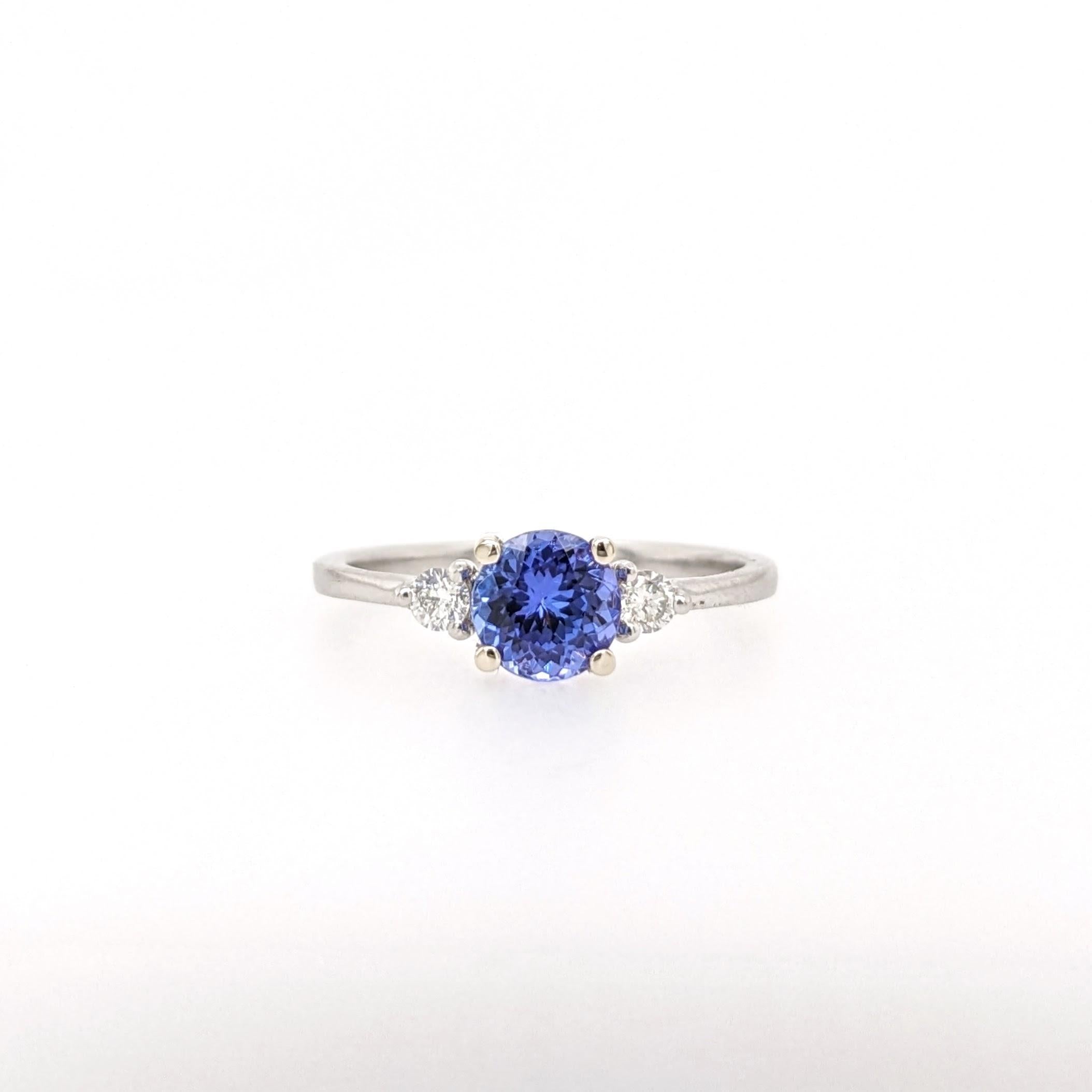 1ct Tanzanite Ring w Earth Mined Diamonds in Solid 14K Gold | Round 6mm