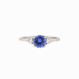 1ct Tanzanite Ring w Earth Mined Diamonds in Solid 14K Gold | Round 6mm | Customizable